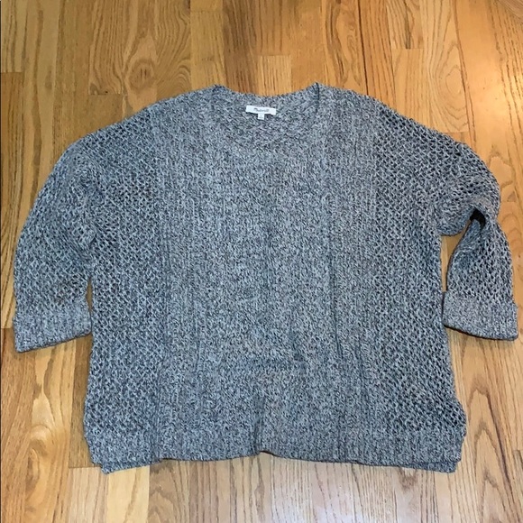 Madewell Marled Plaza Pullover Sweater 3/4 Sleeve Cuffed Blue White Size L - Picture 2 of 6